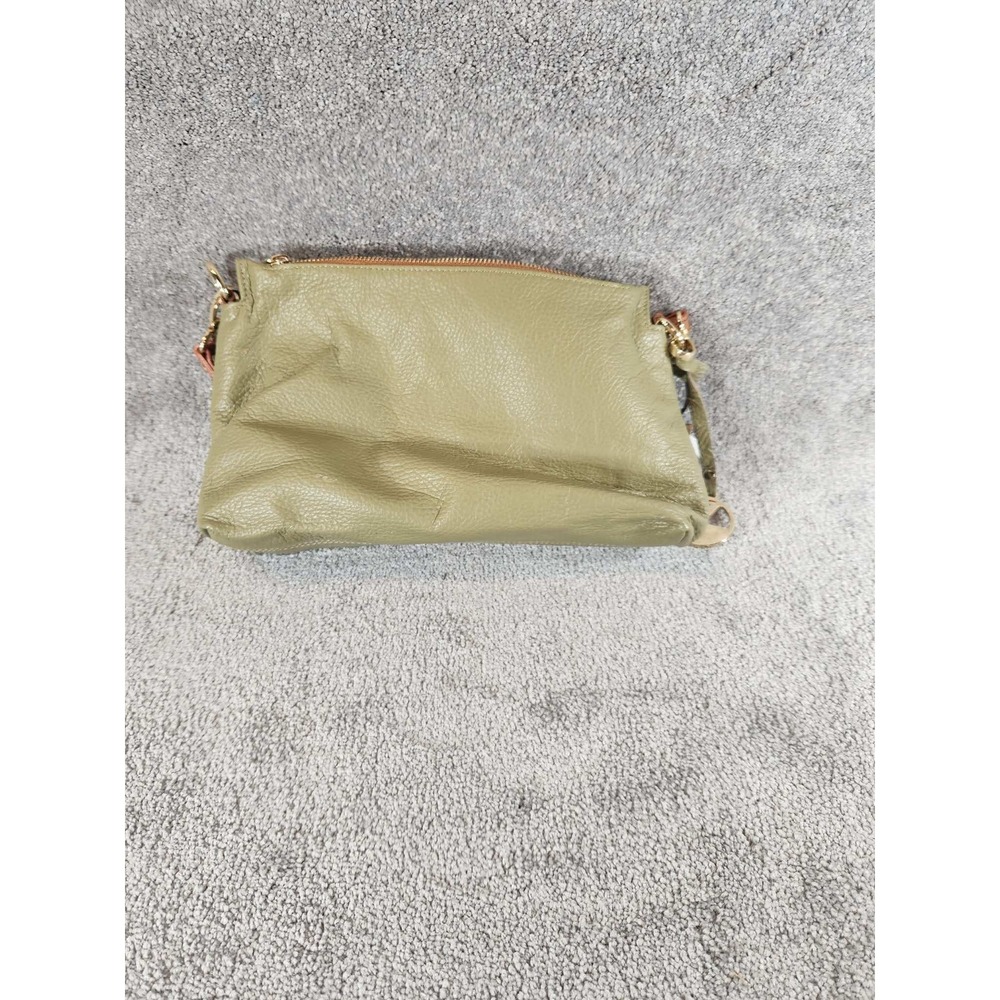 Valentina Crossbody Bag Olive Green Pebbled Leather Gold Hardware
